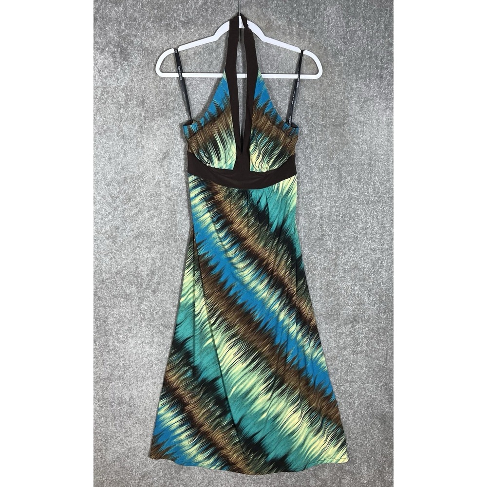 Bisou Bisou Babydoll Y2K Halter Maxi Dress Womens Size 16 Empire Waist Stretch